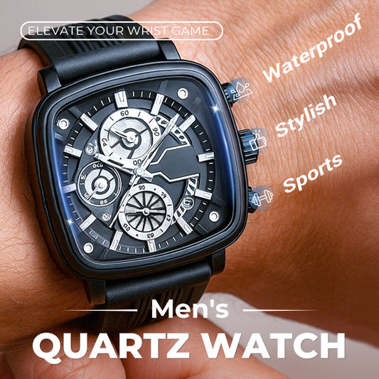 ⚡Hot Sale 50% Off⚡Multi Functional Waterproof Quartz Men's Square Watch Silicone Tape