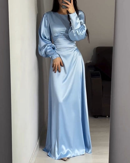 💖Offerta limitata 49% di sconto💖Abito elegante con polsini plissettati e vita alta da donna