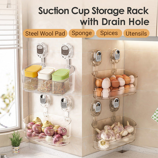 🔥Suction Cup Storage Rack with Drain Hole【Factory direct sales】