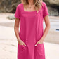 💕Lascaine 50% ar Ardú Céime an tSamhraidh👗Gúna Ócáideach le Muineál Cearnógach agus Pócaí do Mhná