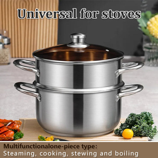 🍲Stainless Steel Multifunctional Double-Layer Pot & Steamer