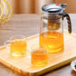 Glazen teepot met één klik met verwijderbare infuser-zeef