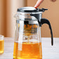 Glazen teepot met één klik met verwijderbare infuser-zeef