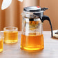 Glazen teepot met één klik met verwijderbare infuser-zeef