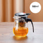 Glazen teepot met één klik met verwijderbare infuser-zeef