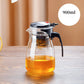 Glazen teepot met één klik met verwijderbare infuser-zeef
