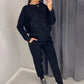 Sweatshirt Rhinestone Glitter na mBan & Pants ócáideacha 2 Socraigh Píosa
