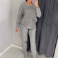 Sweatshirt Rhinestone Glitter na mBan & Pants ócáideacha 2 Socraigh Píosa
