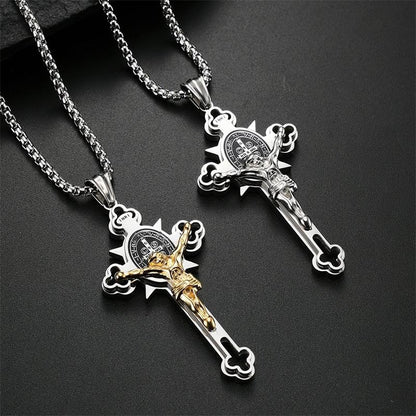🙏  🙏Halskette mit Anhänger „St. Benedict“ mit Schutzkreuz und Kraft