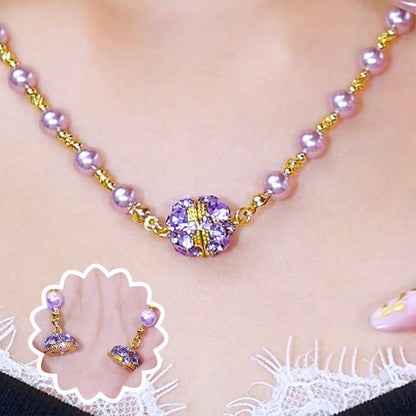 Elegante imitazione collana perla con palla di strass magnetica scintillante