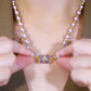 Elegante imitazione collana perla con palla di strass magnetica scintillante