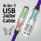 🔥 - Cable de carga USB 4 en 1 mFish carga rápida MAX 240W