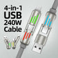 🔥 - Cable de carga USB 4 en 1 mFish carga rápida MAX 240W