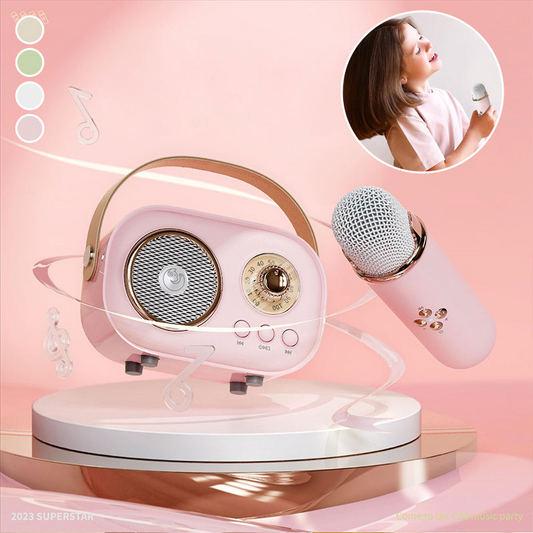 🔥Hot Sale - 60% KORTING (Gratis winkelen)🔥Draagbare Bluetooth-luidspreker met draadloze microfoon