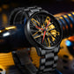 ⏳Tijdelijke special⌛Herenhorloge met 3D-roterend skelet in de vorm van een autowiel