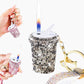 Sparkling Rhinestones Milk Tea Lighter Keychain