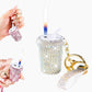 Sparkling Rhinestones Milk Tea Lighter Keychain