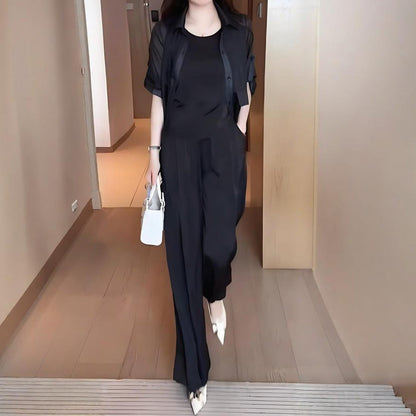 🌟 Women's 3-Piece Shirt Jacket, Vest & Pants Set – Versatile for Office/Daily, Slim-Fit & Effortless Chic