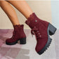 ❄️LAST DAY PROMOTION - 50%OFF 💖 Women's Chunky Heel Lace Ankle Booties