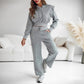 ⏳Limited-time 50% off⏰Ribbed Knit Long Sleeve Crop Top & Wide Leg Pants (2 Pcs Set)