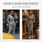 ⏳Limited-time 50% off⏰Ribbed Knit Long Sleeve Crop Top & Wide Leg Pants (2 Pcs Set)