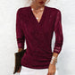 ✨ 50% OFF! 💫 SPARKLE CROSSOVER TOP - V-Neck with Glitter Accents, Flowy Long Sleeves for Parties and Evening Events, Comfortable Stretch Fabric 🌟👚