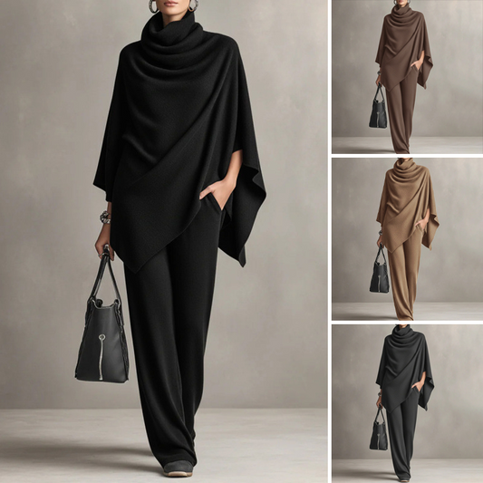 🎁2026 New Arrivals 58% OFF💥Women's Cowl Neck Cape & Wide-Leg Pants Set👚👖