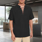 Herren Schnüre-up Hippie V-Ausschnitt T-Shirt