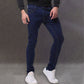 Jeans stráice denim caol na bhfear