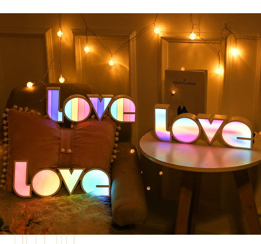 Love Letter Shape Lainin Colorful Neon Lights, Perfect for Home Decoration/Bedroom/Bar/Wedding/Valentine's Day