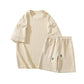 Outfits Loose Cotton Cotton na bhFear 2 Gearr 2 Phíosa Suit