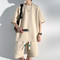 Outfits Loose Cotton Cotton na bhFear 2 Gearr 2 Phíosa Suit