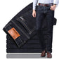 🎊Réamhdhíol na Nollag - Lascaine 50%🎊 Jeans Te Ard-Choim Síneach Líneáilte le Veilfíd Bréige d'Fhir