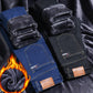 🎊Réamhdhíol na Nollag - Lascaine 50%🎊 Jeans Te Ard-Choim Síneach Líneáilte le Veilfíd Bréige d'Fhir