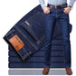 🎊Réamhdhíol na Nollag - Lascaine 50%🎊 Jeans Te Ard-Choim Síneach Líneáilte le Veilfíd Bréige d'Fhir